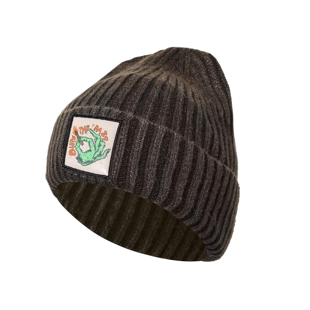 7412 Skull Patch Beanie - Don't Look Back & Burn The Past - Soft Knit